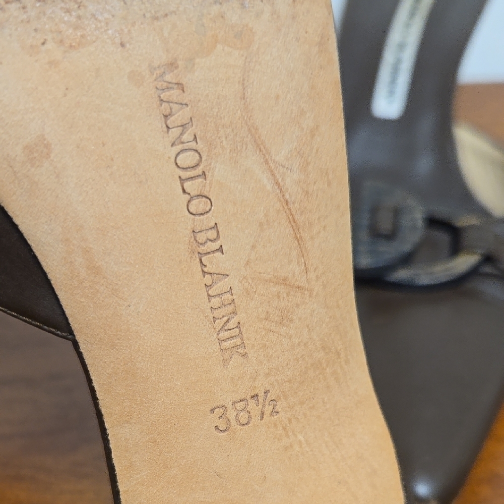 Manolo Blahnik Brown Leather Mules - Picture 2 of 5